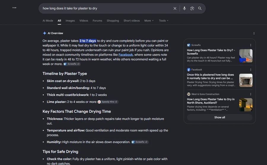 Google AI Overview result featuring West & Sons Construction